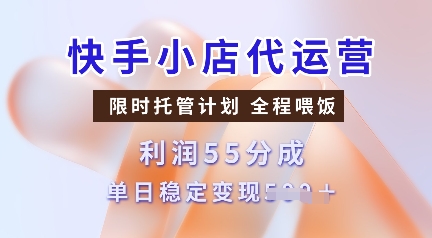 快手小店代运营，限时托管计划，收益55分，单日稳定变现多张【揭秘】-赚钱网