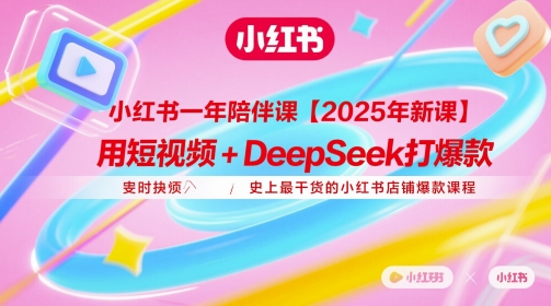 小红书一年陪伴课【2025年新课】，用短视频+deepSeek打爆款，史上最干货的小红书店铺爆款课程-赚钱网