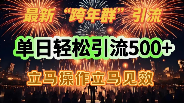 最新跨年群引流，单日轻松引流500，立马操作立马见效-赚钱网