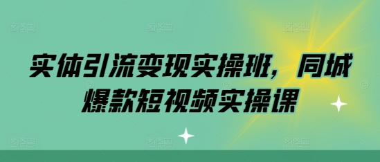 实体引流变现实操班，同城爆款短视频实操课-赚钱网