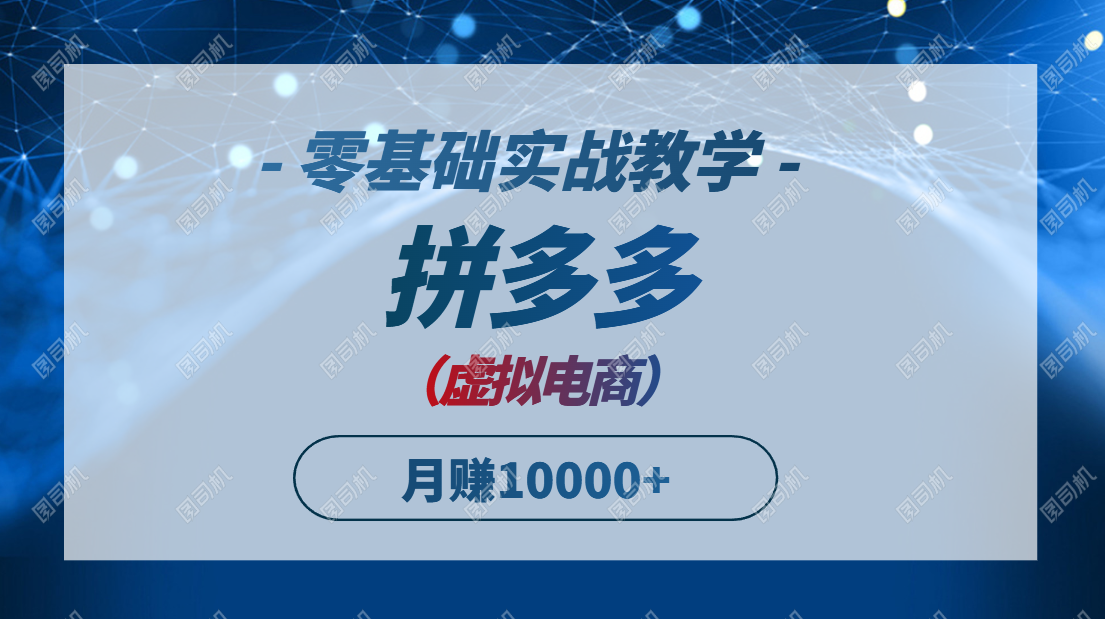 （14880期）拼多多虚拟电商，零基础实战教学，快速打爆商品，新手也能月入10000+-赚钱网