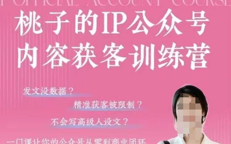 桃子IP公众号内容获客训练营(第3期)，一门让你公众号从0到商业闭环的课程-赚钱网