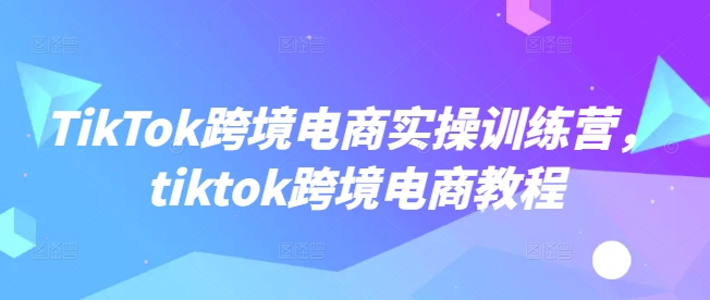 TikTok跨境电商实操训练营，tiktok跨境电商教程-赚钱网