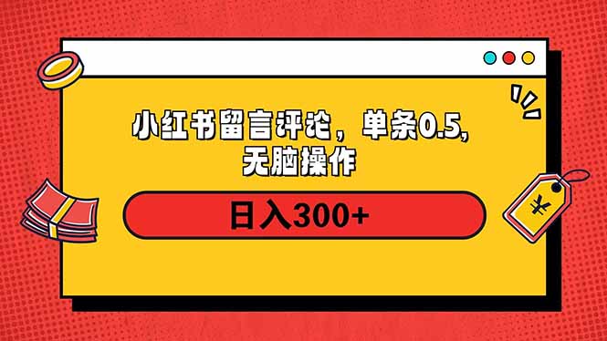 （14044期）小红书评论单条0.5元，日入300＋，无上限，详细操作流程-赚钱网
