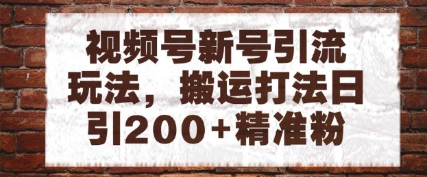 视频号新号引流玩法，搬运打法日引200+精准粉，可矩阵放大【揭秘】-赚钱网