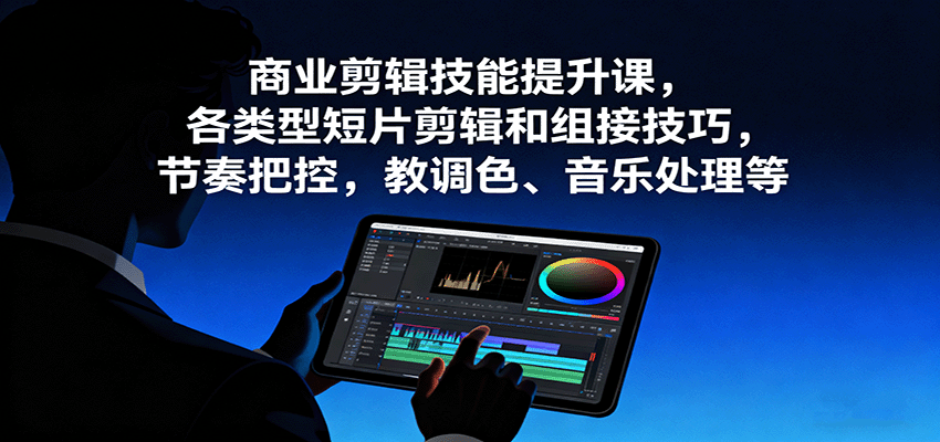 商业剪辑技能提升课，各类型短片剪辑和组接技巧，节奏把控，教调色、音乐处理等-赚钱网
