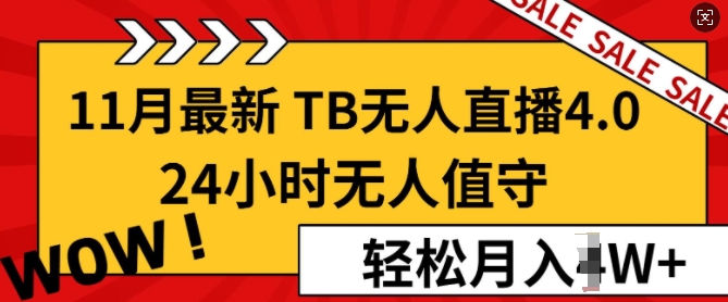 【11月最新TB-无人直播4.0】，24小时无人值守，打造日不落直播间，轻松月入过W-赚钱网