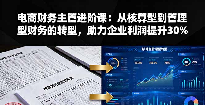 电商财务主管进阶课：从核算型到管理型财务的转型，助力企业利润提升30%-赚钱网