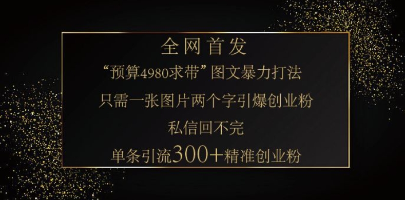 小红书神奇图片引流法，只需一张图，就能单条笔记凭借此方法，轻松引流 300 + 精准创业粉-赚钱网