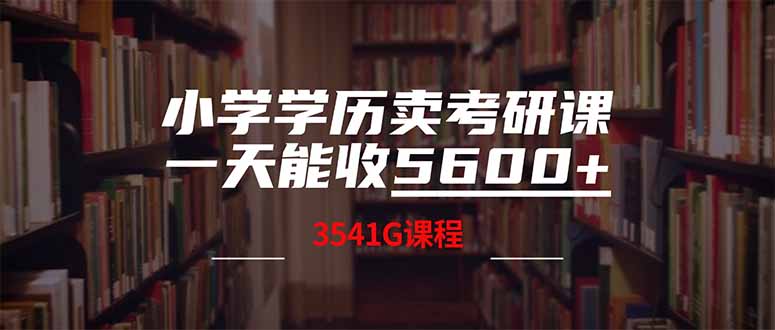 （14561期）小学学历卖考研课程，一天收5600（附3580G考研合集）-赚钱网