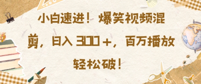 小白速进，爆笑视频混剪，日入3张，百万播放轻松破【揭秘】-赚钱网