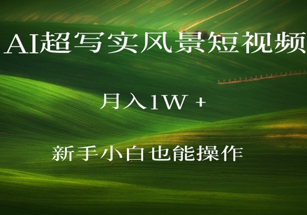AI超写实风景短视频，月入1w，新手小白都能操作-赚钱网