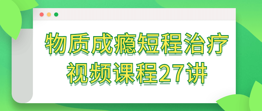物质成瘾短程治疗视频课程27讲-赚钱网