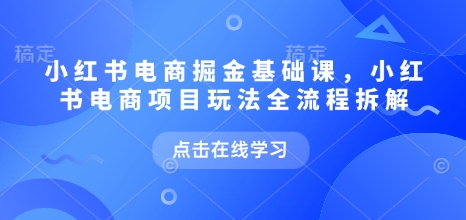 小红书电商掘金课，小红书电商项目玩法全流程拆解-赚钱网