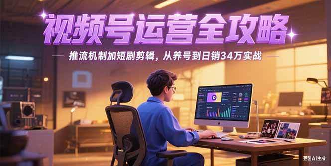 （15217期）2025视频号运营全攻略，推流机制加短剧剪辑，从养号到日销34万实战-赚钱网