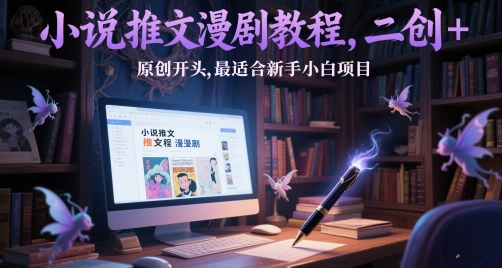 小说推文漫剧教程，二创+原创开头，最适合新手小白项目-赚钱网
