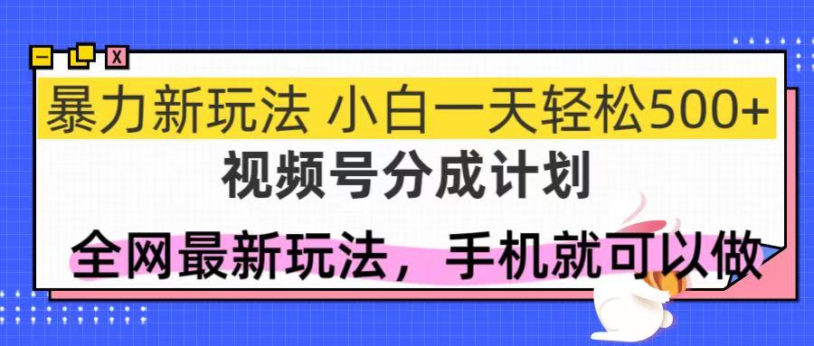 （14815期）视频号分成计划，全网最暴力玩法，新手一天也能轻松500+-赚钱网
