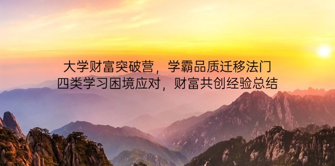 （14484期）大学财富突破营，学霸品质迁移法门，四类学习困境应对，财富共创经验总结-赚钱网