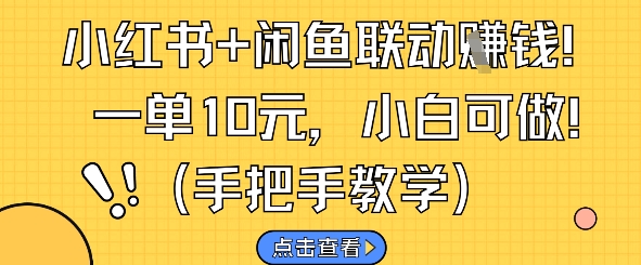 小红书+闲鱼联动挣钱，一单10元，小白可做-赚钱网