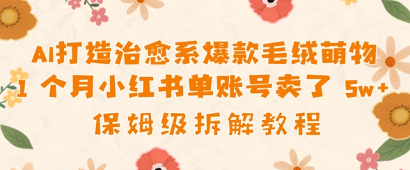 AI打造治愈系爆款毛绒萌物1个月卖了几w，保姆级项目拆解-赚钱网