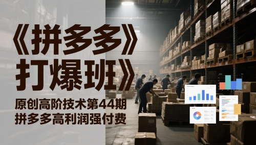 《拼多多打爆班》原创高阶技术第44期，拼多多高利润强付费-赚钱网