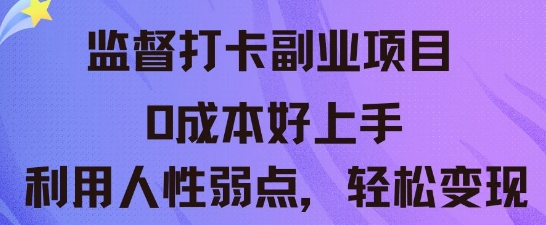 监督打卡副业新玩法，0成本好上手，利用人性的弱点轻松变现-赚钱网