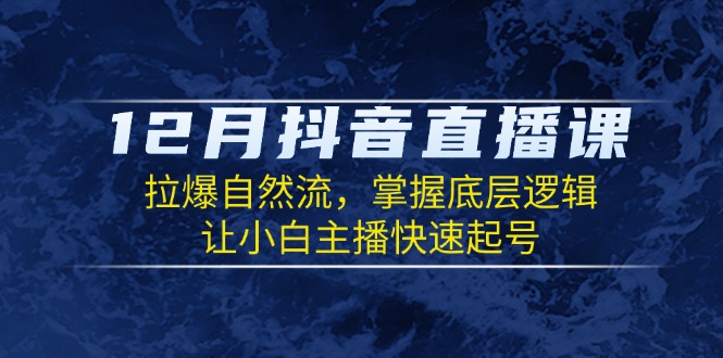 （13807期）12月抖音直播课：拉爆自然流，掌握底层逻辑，让小白主播快速起号-赚钱网