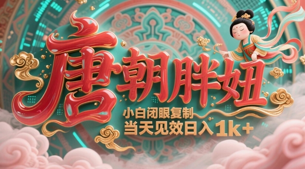 用AI克隆“唐朝胖妞”日更3条，平台疯狂推流，小白闭眼复制，当天见效，日入1k+-赚钱网