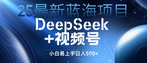 25最新蓝海项目DeepSeek+视频号，小白易上手日入几张-赚钱网