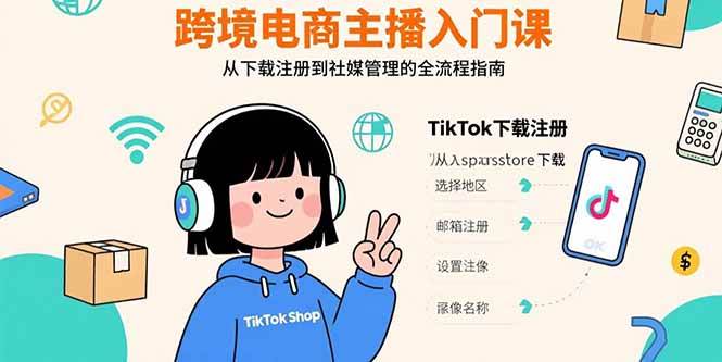 （15708期）跨境电商主播入门课，TikTok下载注册，支付工具配置，社媒账号管理全流程-赚钱网