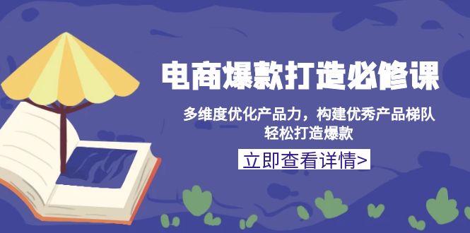 （13689期）电商爆款打造必修课：多维度优化产品力，构建优秀产品梯队，轻松打造爆款-赚钱网