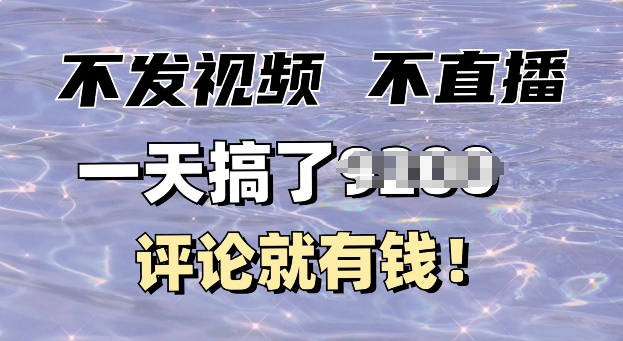 不发作品不直播，评论就有钱，一条最高10块，一天搞多张-赚钱网