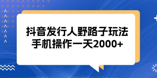 （13220期）抖音发行人野路子玩法，手机操作一天2000+-赚钱网