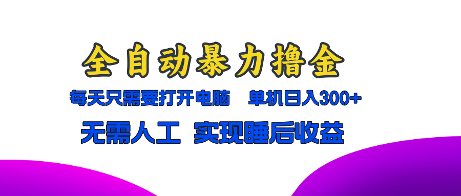 （13186期）全自动暴力撸金，只需要打开电脑，单机日入300+无需人工，实现睡后收益-赚钱网