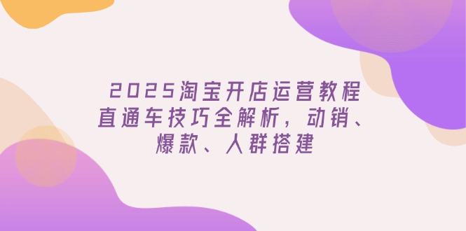 （14389期）2025淘宝开店运营教程更新，直通车技巧全解析，动销、爆款、人群搭建-赚钱网