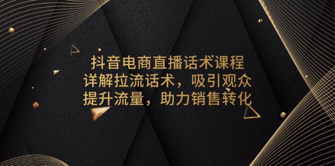 （13846期）抖音电商直播话术课程，详解拉流话术，吸引观众，提升流量，助力销售转化-赚钱网