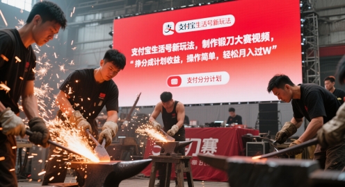 支付宝生活号新玩法，制作锻刀大赛视频，挣分成计划收益，操作简单，轻松月入过W-赚钱网