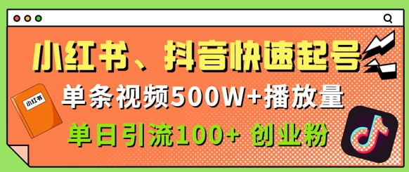 小红书、抖音、快手快速起号，单条视频500w播放量，单日引流100+创业粉-赚钱网