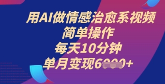用AI做情感治愈系视频，简单操作，每天10分钟，单月变现6k+-赚钱网