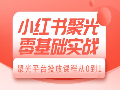 小红书聚光零基础实战，聚光平台投放课程从0到1-赚钱网