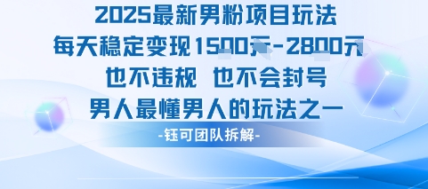 2025最新男粉项目玩法每天变现1k+也不违规也不会封号男人最懂男人的玩法-赚钱网