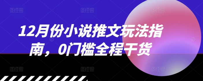 12月份小说推文玩法指南，0门槛全程干货-赚钱网