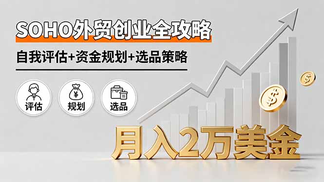 SOHO外贸创业全攻略，自我评估+资金规划+选品策略，月入2万美金-赚钱网