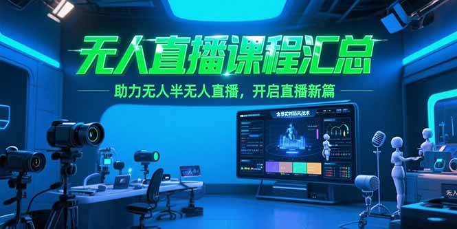（15218期）无人直播课程汇总，含非实时防风技术，助力无人半无人直播，开启直播新篇-赚钱网