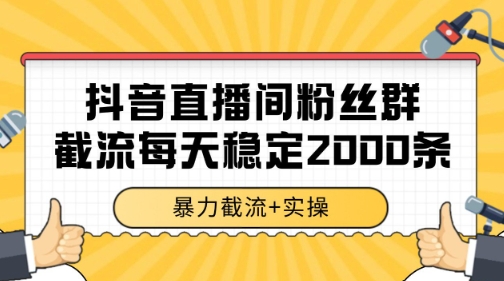 抖音直播间粉丝群暴力截流，一台电脑每天稳定2000条数据【揭秘】-赚钱网