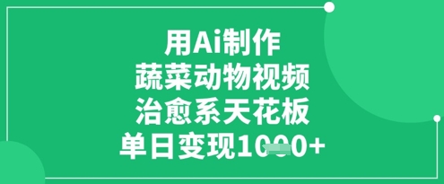 用Ai制作蔬菜动物视频，治愈系天花板，单日变现1k-赚钱网