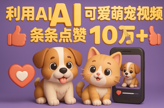 能骗过系统的AI萌宠视频制作全攻略：从0到 2W粉的爆款密码-赚钱网