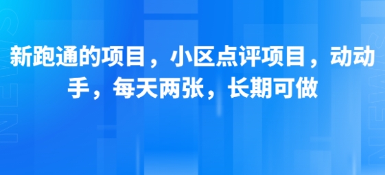 新跑通的项目，小区点评项目，动动手，每天两张，长期可做-赚钱网