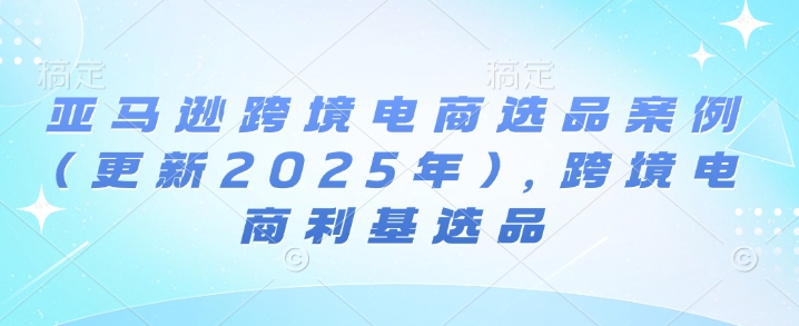亚马逊跨境电商选品案例(更新2025年)，跨境电商利基选品-赚钱网