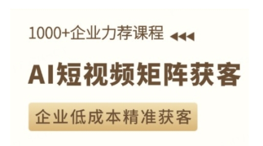 AI短视频矩阵获客实操课，企业低成本精准获客-赚钱网